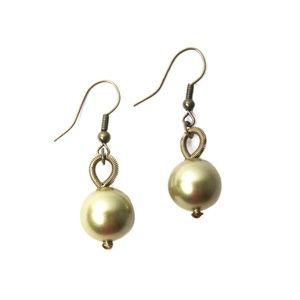 Tigerstars Lustrous Pearly Gold Mother Of Pearl Bronzy Piano Wire Earrings